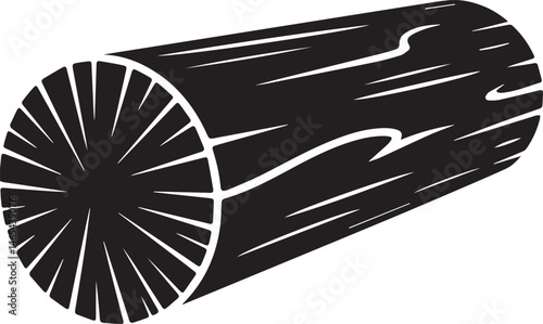 Wooden Log Silhouette Vector | Rustic Black Vector Art Illustration for Forest Themes
