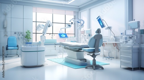 A photo of a modern ophthalmology clinic with laser
