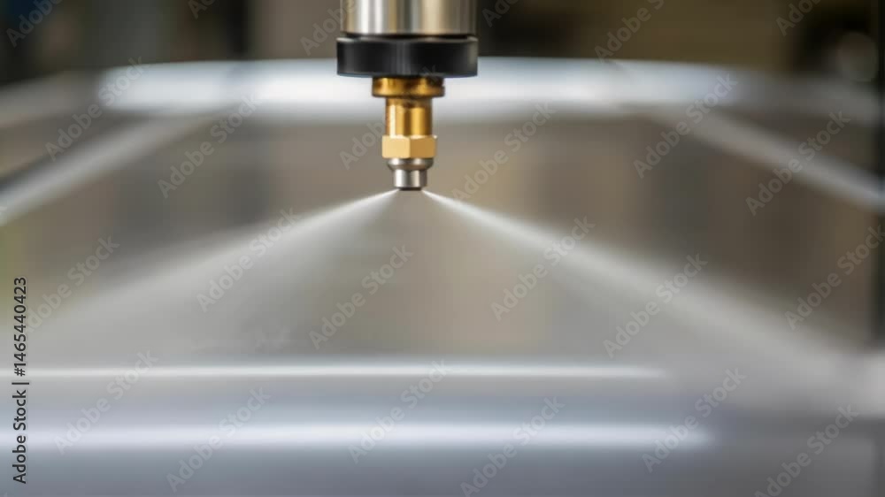 A closeup of a spray application technique with a fine mist of nanomaterials being applied to a surface demonstrating the ease of application and uniform coverage. A closeup of a spray application technique with a fine mist of nanomaterials being applied to a surface demonstrating the ease of application and uniform coverage.