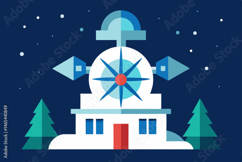giant snowflake observatory with telescopes aimed .svg