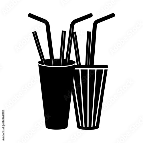 Reusable Straw Set silhouette vector