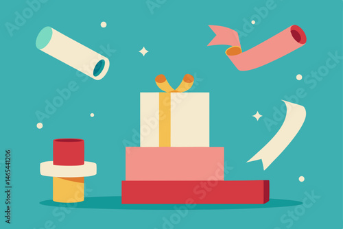 gift wrapping station with flying ribbons  levitat.svg