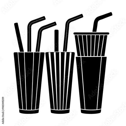 Reusable Straw Set silhouette vector