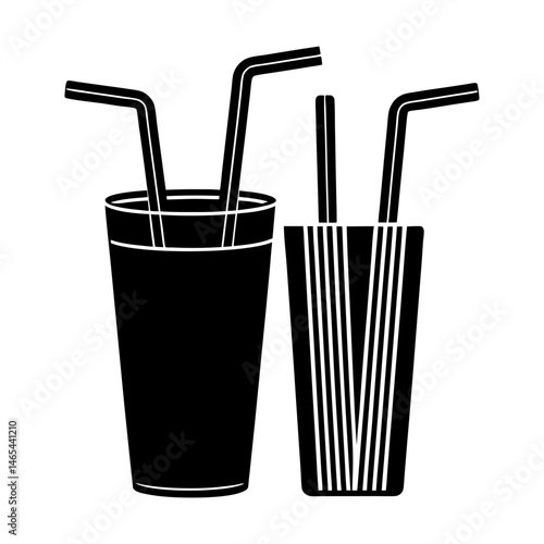 Reusable Straw Set silhouette vector