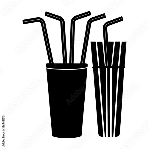 Reusable Straw Set silhouette vector