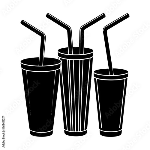 Reusable Straw Set silhouette vector