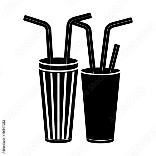 Reusable Straw Set silhouette vector