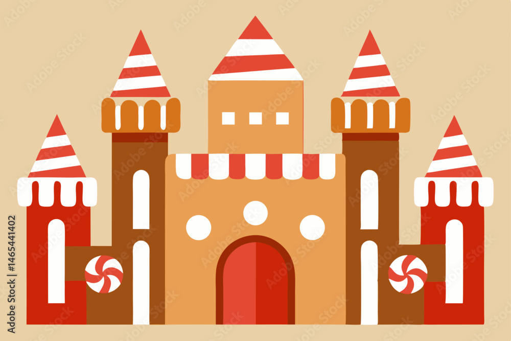 Fototapeta premium gingerbread castle gates with peppermint drawbridg.svg