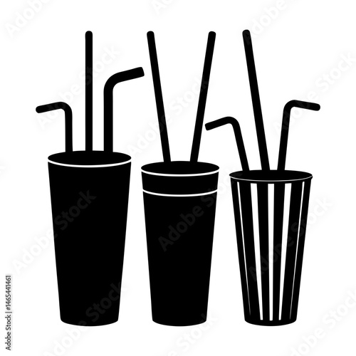 Reusable Straw Set silhouette vector