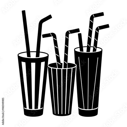 Reusable Straw Set silhouette vector