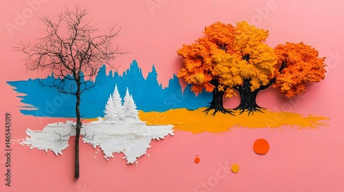 Vibrant abstract landscape with dynamic brushstrokes