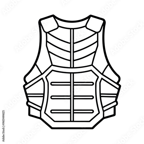Shielded Armor Line Art Vector Silhouette Design