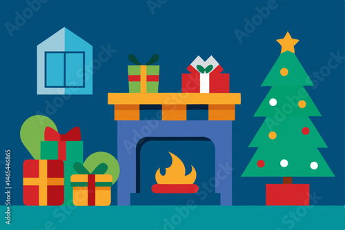 living room with a roaring fireplace  decorated 