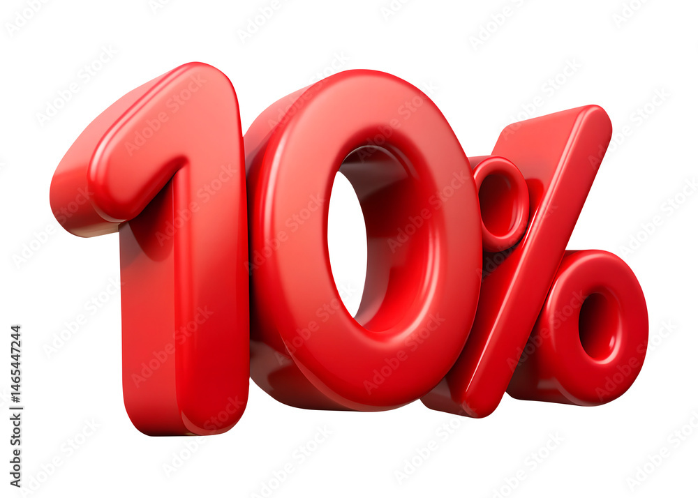 red percent discount sign 3d render icon in cartoon plastic style minimal isolated on transparent white background, clipping path