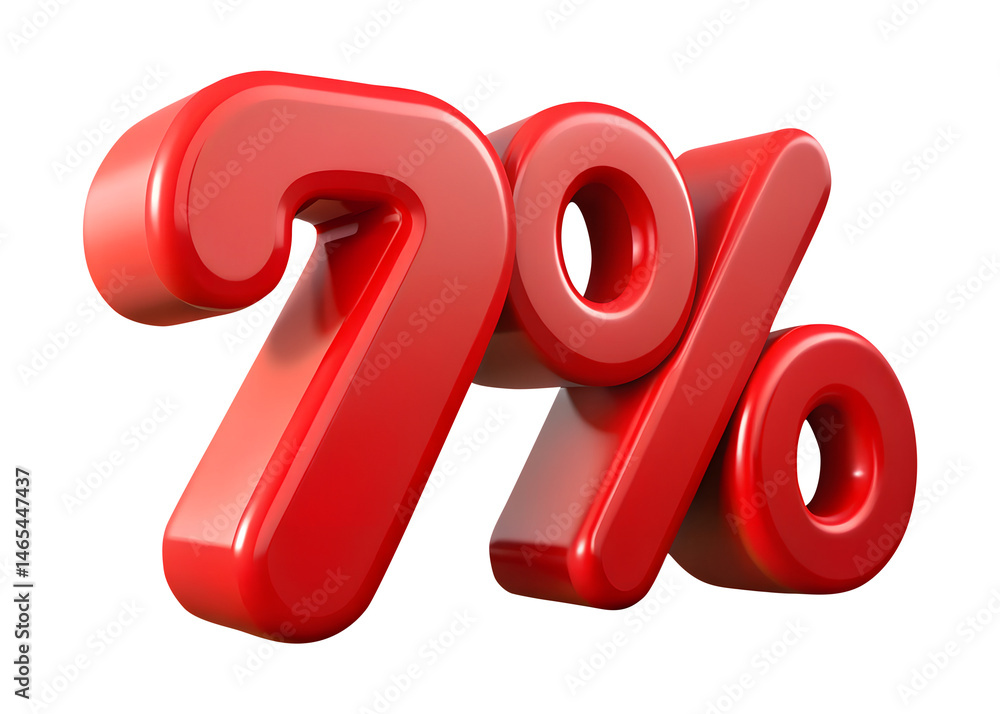 red percent discount sign 3d render icon in cartoon plastic style minimal isolated on transparent white background, clipping path