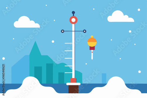 north pole weather station measuring snowfall with.svg