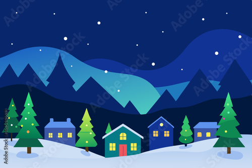 northern lights shining over a peaceful snowy 