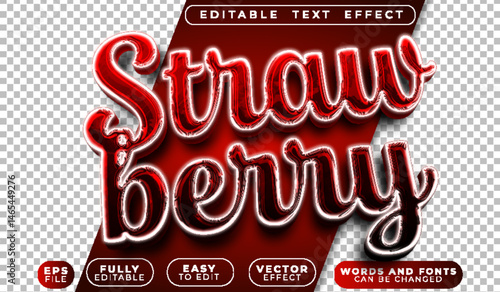 Strawberry Sweet Berry Fruit Fresh Red Pink Fully Editable Vector Text File