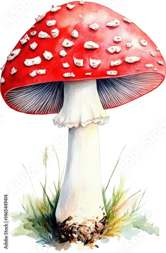 Beautiful Watercolor Painting of a Fly Agaric Mushroom