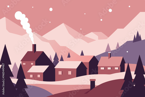 peaceful valley village with rooftops dusted in sn.svg