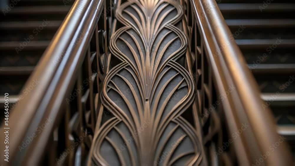 Textured Bronze Railing Bronze railing featuring intricate art deco design, showcasing elegant ...