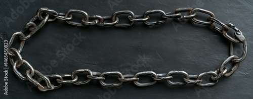 A close-up view of a black metal chain link reveals its exceptional strength and durability