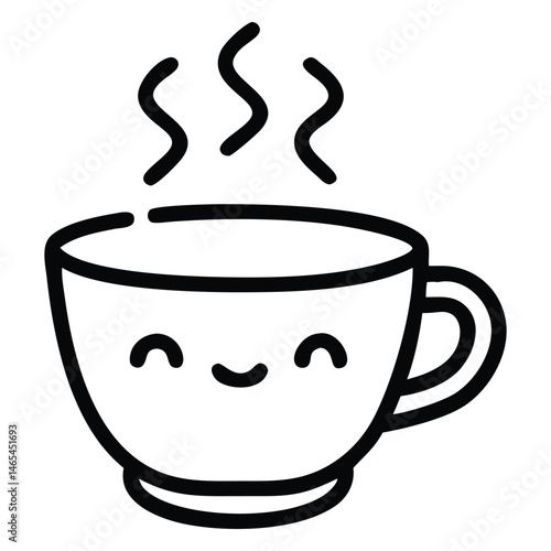 Hot coffee cup smiles with steaming aroma, creating a cozy and inviting beverage moment