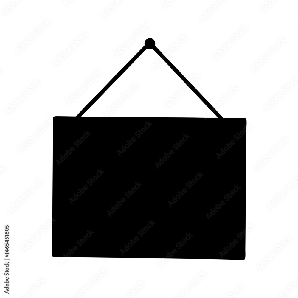Blank Hanging Sign Black Silhouette Simple Design Empty Rectangular Shape Blank Hanging Sign Black Silhouette Simple Design Empty Rectangular Shape