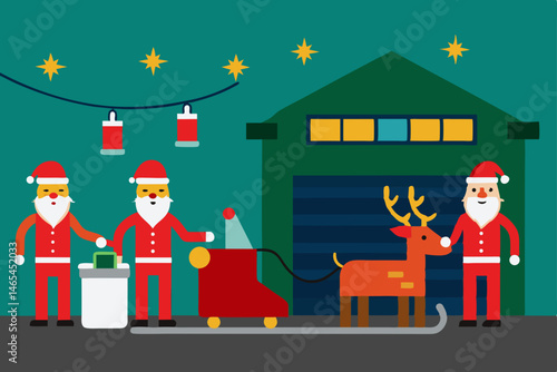 santa s sleigh maintenance garage with elves polis 