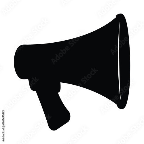 Black Silhouette of a Loudspeaker Megaphone Bullhorn for Announcement Communication