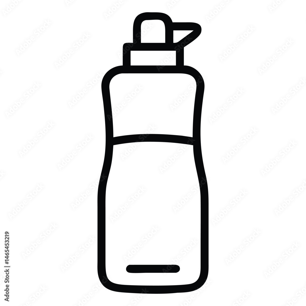 Isolated black outline reveals a reusable drinking bottle perfect for active lifestyles Isolated black outline reveals a reusable drinking bottle perfect for active lifestyles