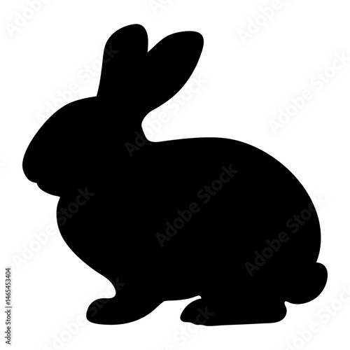 Black Silhouette of a Sitting Rabbit Bunny Hare Easter Animal