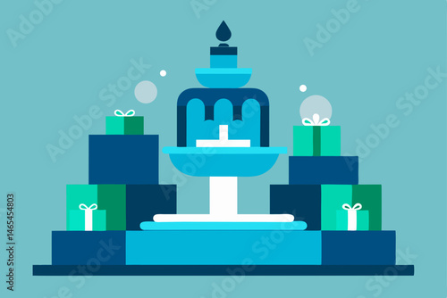 town square fountain turned into an ice sculpture  