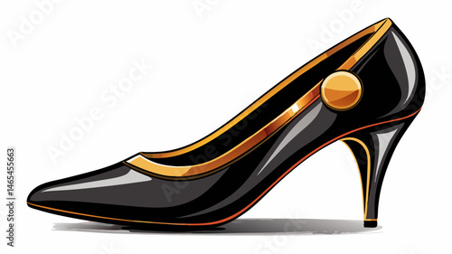 Black elegant shoe for woman on white, clipping path