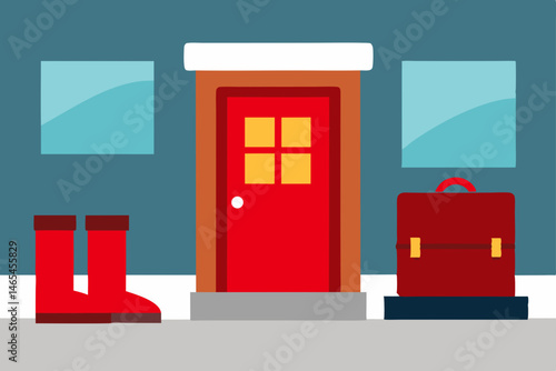 vintage post office interior with red mailbags  