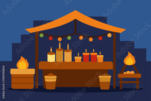 wooden market stalls with warm cider and handmade .svg
