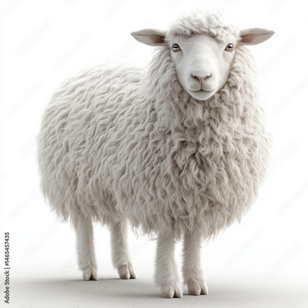Fototapeta premium diferent realistic farm animals white background