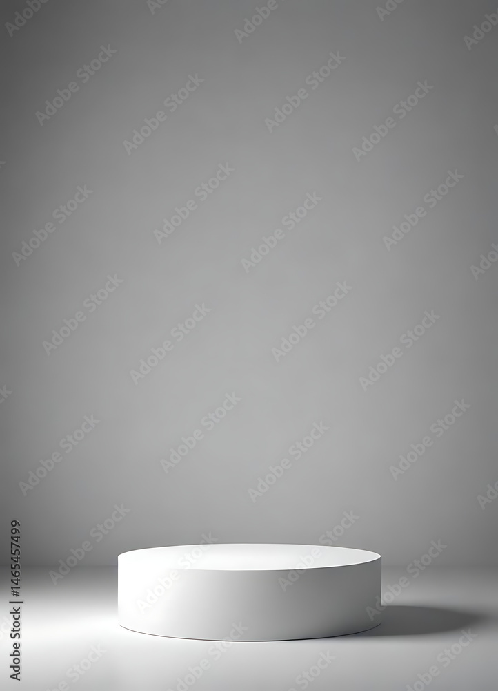 Fototapeta premium Minimal White Pedestal: Empty Stage in a Bright Room