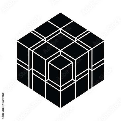 Abstract geometric cube illustration featuring a three dimensional perspective creating a stylized pattern for graphic design purposes
