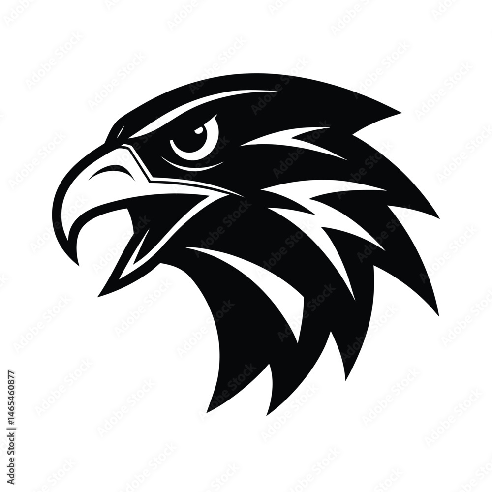 Obraz premium Bold black and white vector illustration of a powerful eagle head symbol perfect for branding