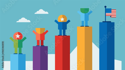 A bar chart race revealing the winner of the election based on electoral votes as the results come in from different states.. Vector illustration