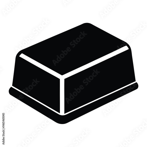 Black Rectangular Block Shape Solid Object Isometric View Simple Icon Graphic Design