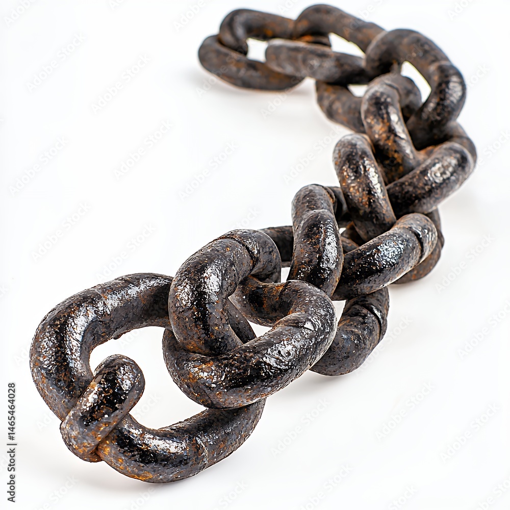 Fototapeta premium Rusty Metal Chain on White Background