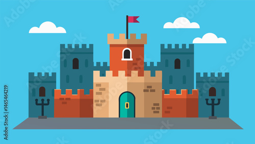 A fortified citadel with multiple layers of encryption acting as its strong walls shielding sensitive data from any outside attacks.. Vector illustration
