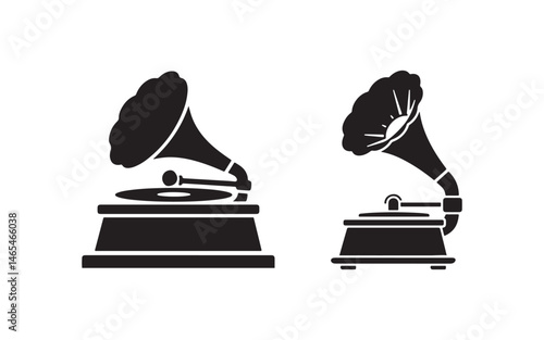 musical gramophone silhouette vector illustration