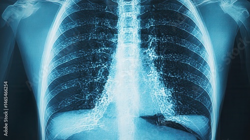 Detailed Chest X-ray Image Revealing Ribs, Lungs, and Internal Structures for Medical Analysis and Diagnostics