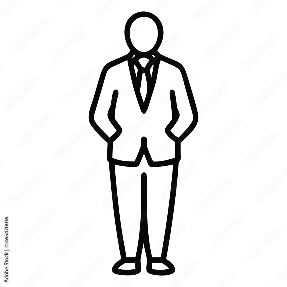 Obraz premium Outline of a man in a suit with his hands in his pockets