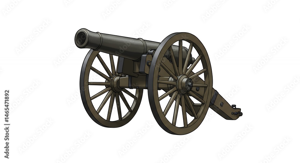 Antique cannon isolated on white background historical military weapon Antique cannon isolated on white background historical military weapon