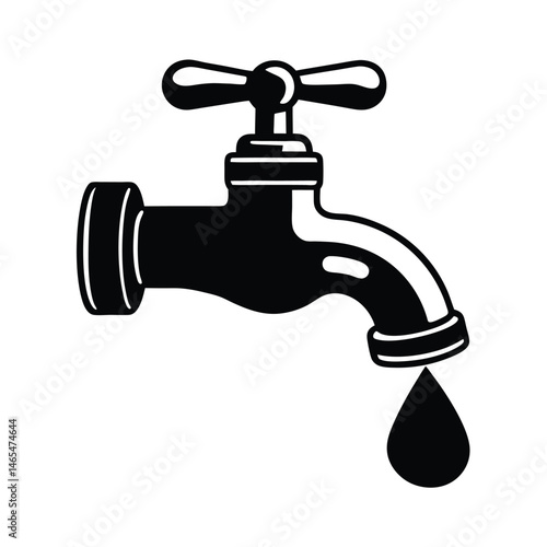 Cartoon Illustration of Hand Turning a Water Faucet