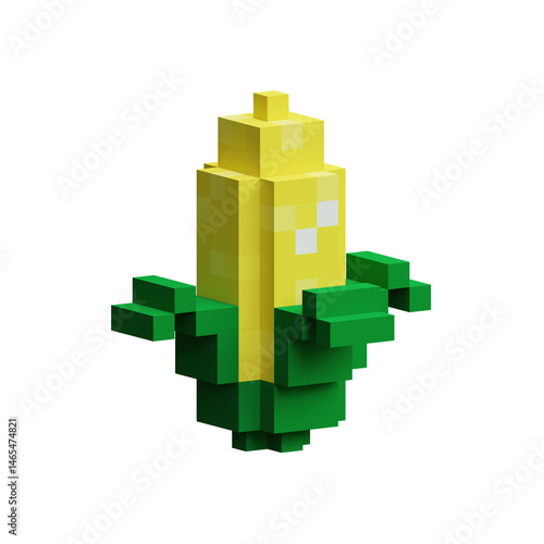 3d corn png pixelated corn icon pixel vegetables png pack retro game assets voxel food icons